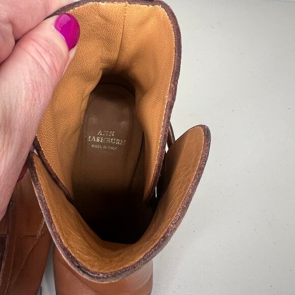 Ann Mashburn Camel Brown Leather Ankle Booties Size 39 - Picture 7 of 11